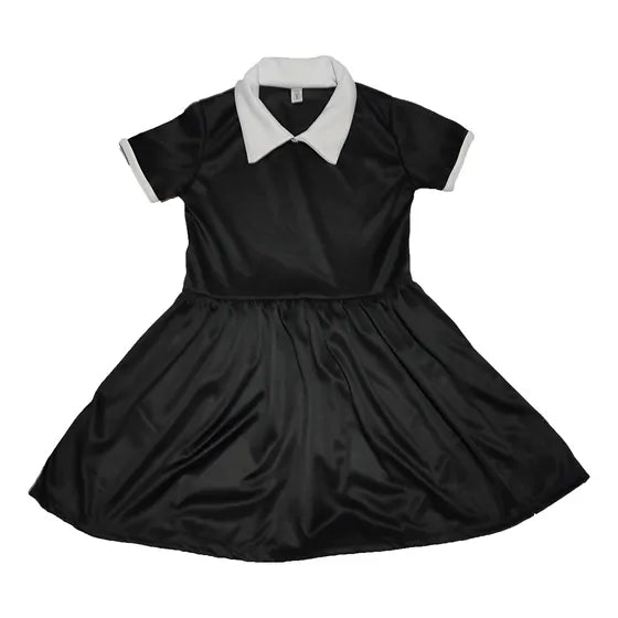 Disfraz Vestido De Niña Merlina Adams Cosplay